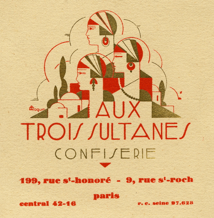 Aux Trois Sultanes confiserie, business card,... - Design is fine. History is mine. #illustration #typography
