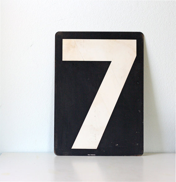 Vintage Large Number Sign 7 or 2 #signage