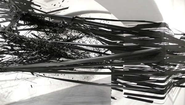 Monika Grzymalas 3D Tape Drawing Explodes onto the Walls of Galerie Crone #tape #installation