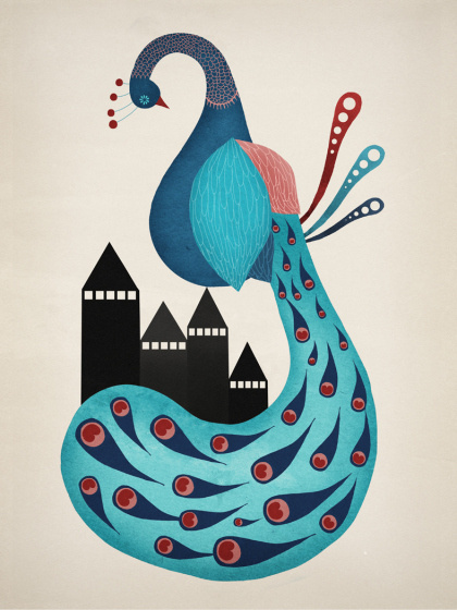 Michelle Carlslund Illustration: Peacock #nordic #city #peacock #danish #feather #bird #beautiful #feathers #illustration #elegant #scandinavian #blue #animal