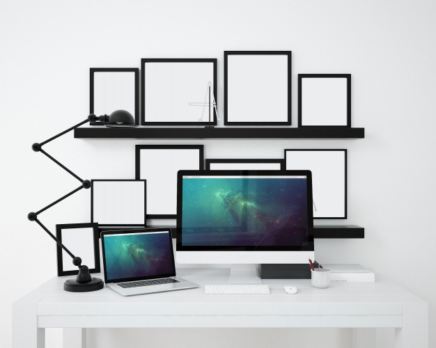 Computer and frames mock up Free Psd. See more inspiration related to Mockup, Computer, Template, Frames, Office, Work, Web, Website, Mock up, Templates, Website template, Desktop, Screen, Mockups, Up, Computer screen, Web template, Realistic, Real, Web templates, Mock ups, Mock and Ups on Freepik.