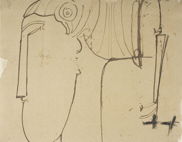 Amedeo Modigliani, 'Two studies for sculpture head in profile to left,' ca. 1912-13, Princeton University Art Museum #etht