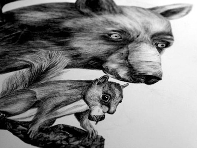 http://www.behance.net/gallery/FLOURISH-IN-OBSCURITY/6559515 #book #squirrel #childbook #cover #illustration #realistic #bear