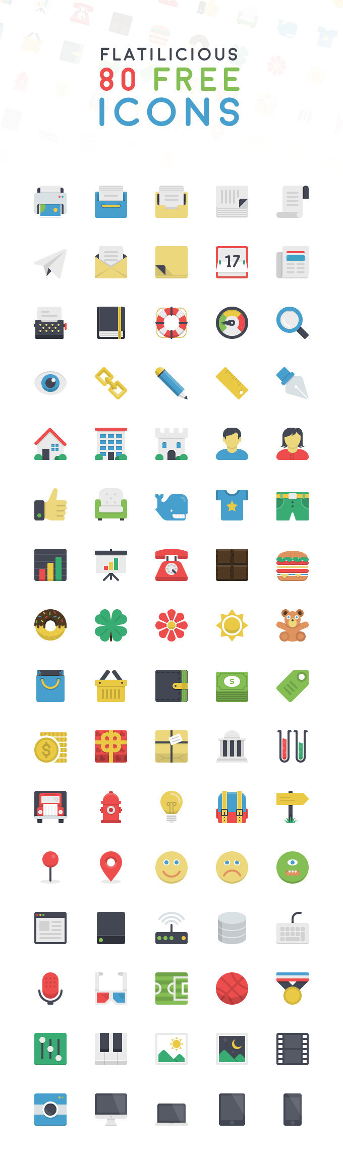 Flatilicious : 80 Free Delicious Flat Icons