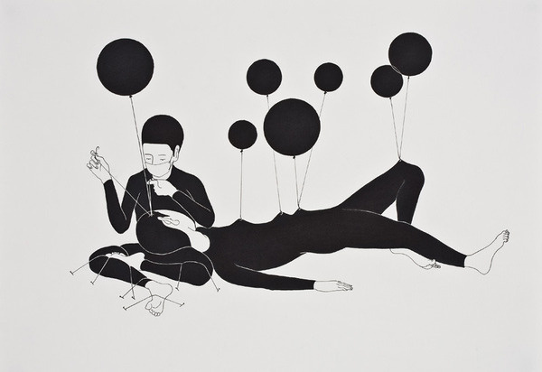 Daehyun Kim #balloon #illustration #white #black