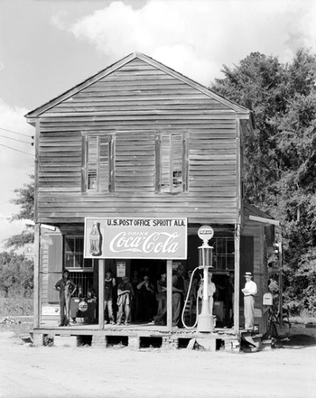 Photo of exterior Coca-Cola sign in Alabama, 1930s - Found in Mom's Basement #coca #1930s #cola
