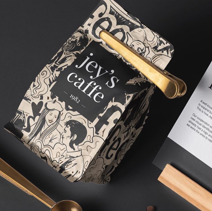 "jey's caffe" | Brand Identity - Mindsparkle Mag Leandra Rexhepi designed the branding for jey's caffe. They have a tradition in coffee making and now they decided to expand their business activity by opening their own coffe shop. #logo #packaging #identity #branding #design #color #photography #graphic #design #gallery #blog #project #mindsparkle #mag #beautiful #portfolio #designer