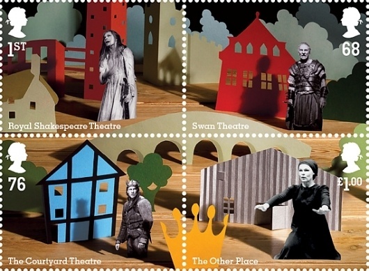 Creative Review - hat-trick design's commemorative RSC stamps #post #cut #stamp #collage #paper