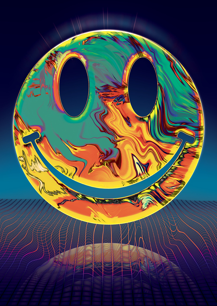Vasya Kolotusha poster #poster #acid #textile #mesh #smile