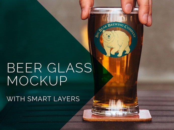 Free Beer Glass Mockup PSD