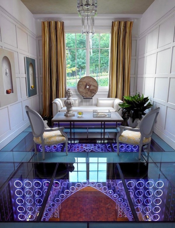 Artistic decoration in wine cellar with luxury sofa and chairs #interior #house #artistic #decor #art #paintings #residence