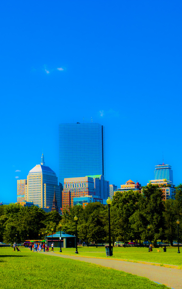 Photography #urban #boston #common #city #color #park #gardens #saturated #poster #blue #buildings
