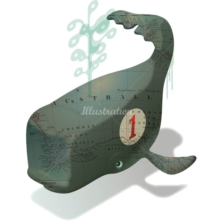 illustration, Mark Oliver, whale, collage, number, dimensional