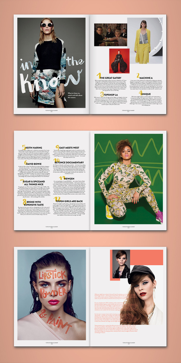 pazmartinezcapuz.com #layout #lettering #cover #magazine #handwriting #summer #editorial design #spreads #2013 #spring #topshop
