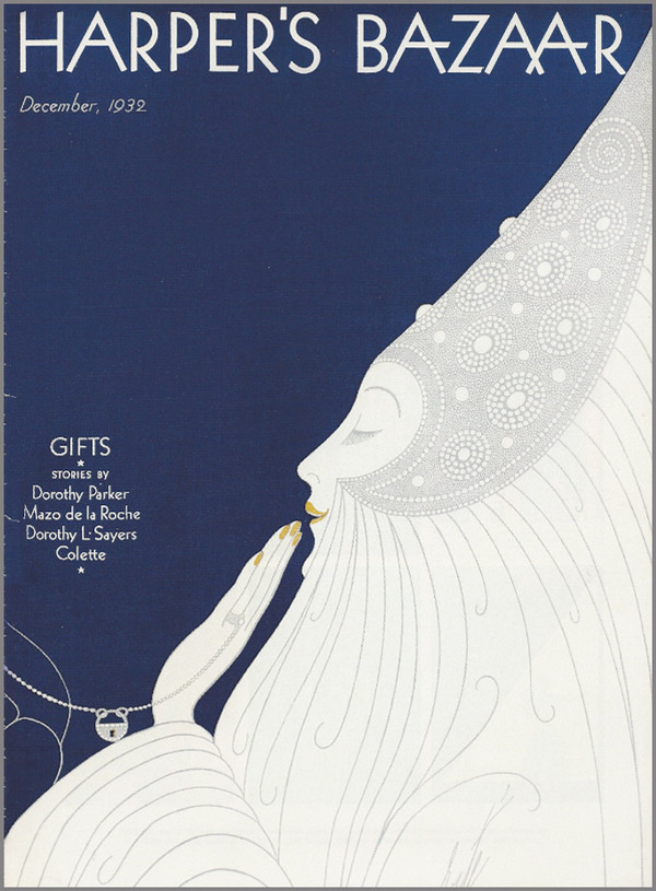 Harpers Bazaar 1932 December #illustration #fashion #blue #bazaar #erte
