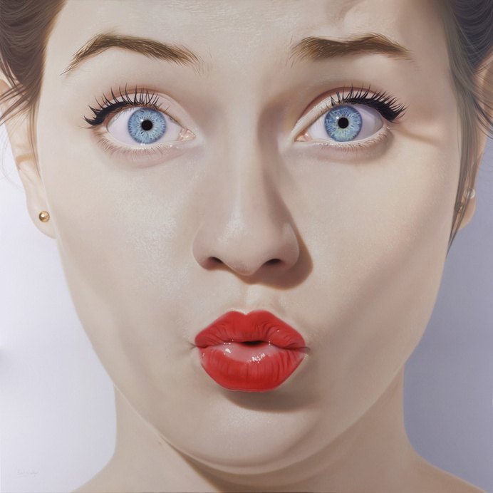 Hubert de Lartigue | artnau #red #girl #design #lips #illustration #portrait #art #painting #face #sex #lipstick