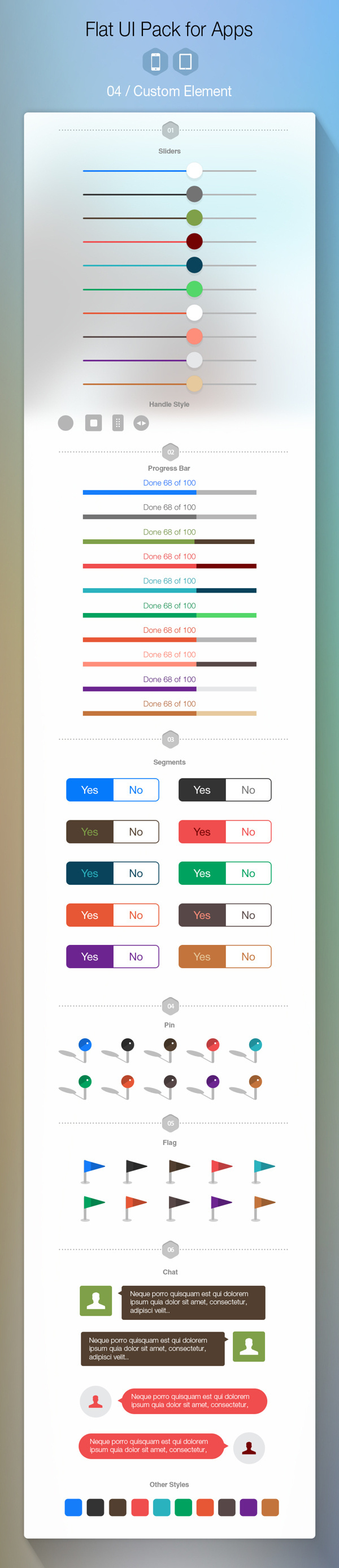 iOS 7 Custom Elements #flag #ios7 #button #ui #segment #iphone #pin #app #slider