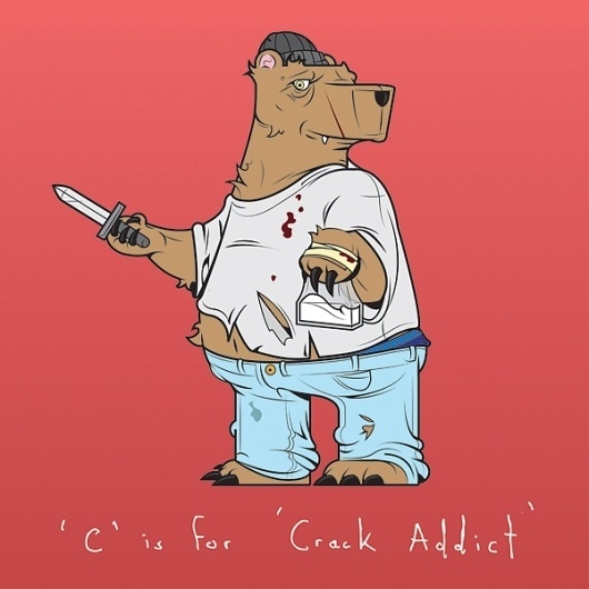 18+ Alphabet - k d v s #cocaine #addiction #crack #illustration #animals