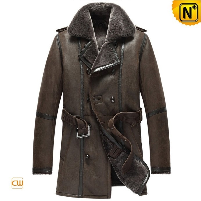 Mens Sheepskin Shearling Pea Coat CW856080 #pea #shearling #coat