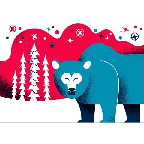 FFFFOUND! | Postikortti karhu #polar #pink #snow #illustration #blue #bear