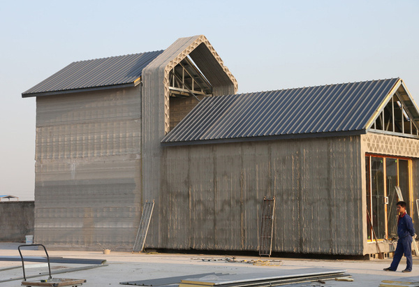 chinese company 3D prints 10 recycled concrete houses in 24 hours #printed #3d