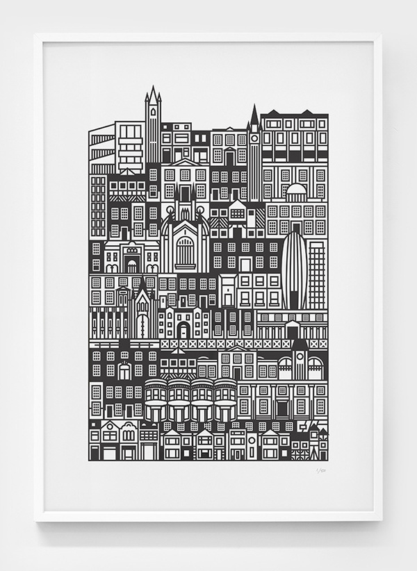Image of British Architecture #ink #city #print #black #illustration #linear #poster #houses