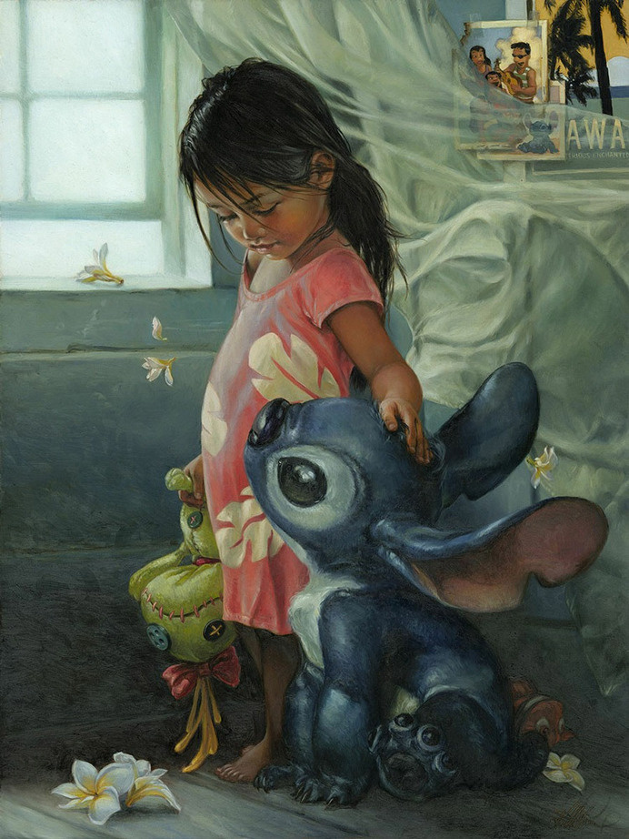 Disney Lilo and Stitch – Ohana Means Family – Gallery Wrapped Canvas by Heather Theurer #lilo #illustration #disney #and #stitch