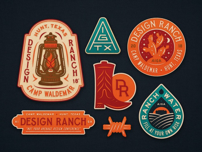 D Ranch Patches store brand extension illustration lamp water boot cactus texas austin aiga patches design ranch