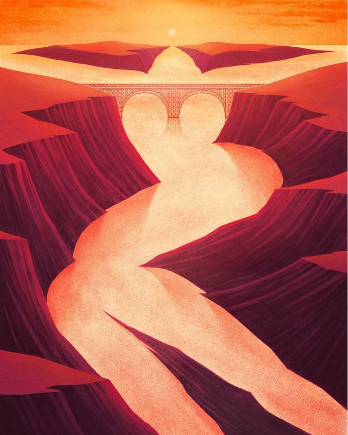 NATURE CALLS Personal work, let me know what u think 🕷 #land #canyon #sea #river #negativespace #landscape #her #she #orange #red #visualart #artoftheday #illustration #editorialillustration #bestoftheday #marcodemasi #nevermind #girl #art #magazine #love #picame #picamemag