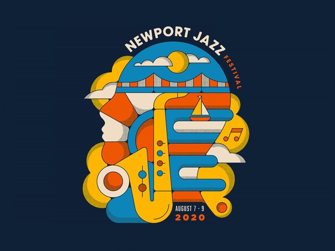 Newport Jazz Festival color 70s 60s music festival jazz shapes illustration retro vintage