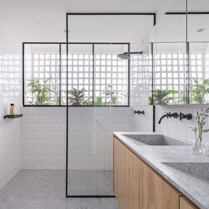 Bathroom with white tiles