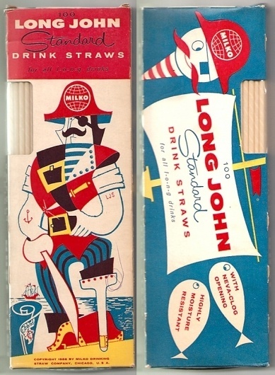 All sizes | 1956 Milko Long John LJS Pirate Drink Straws | Flickr - Photo Sharing! #logo #illustration #retro #vintage