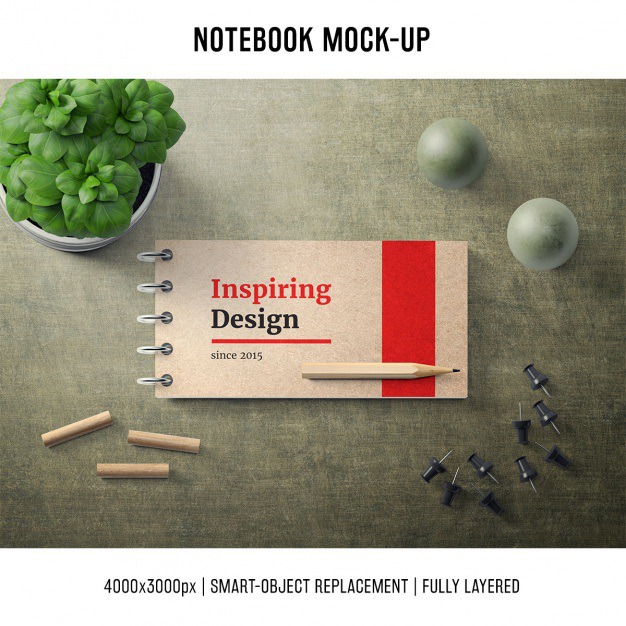 Notebook mock up template Free Psd. See more inspiration related to Mockup, Cover, Template, Web, Website, Pencil, Notebook, Pen, Mock up, Templates, Website template, Mockups, Up, Web template, Realistic, Real, Web templates, Mock ups, Mock and Ups on Freepik.