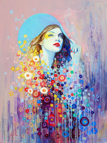 Flower bed | oil on canvas 75 cm x 100 cm #painting #art #girl