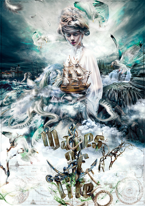 WAVES OF LIFE #tyshchenko #of #digital #illustration #art #valentyn #waves #life