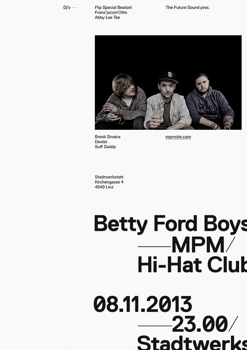The Future Sound — Betty Ford Boys / Poster #austria #straight #clean #simple #poster #layout