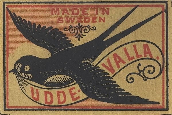 0_47414_d63c6971_orig.jpg (750×500) #illustration #vintage #packaging #sweden #birds #matches #swallow