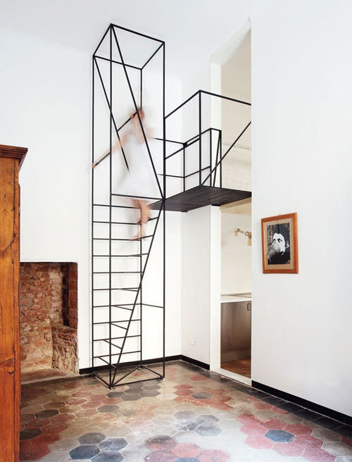 Metal Staircase by Francesco Librizzi Studio #interior #staircase #lines #geometry #construction #steps #linear #stair #metal