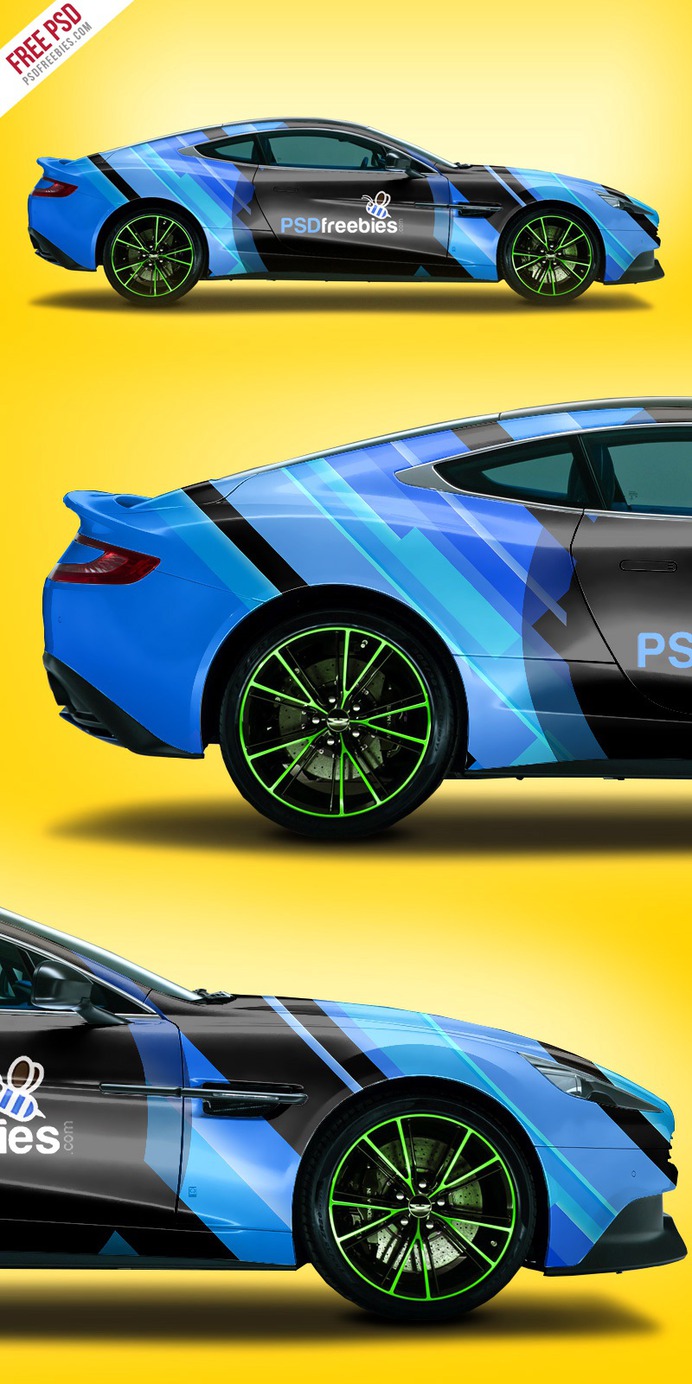 Aston Martin Car Branding Mockup Free PSD