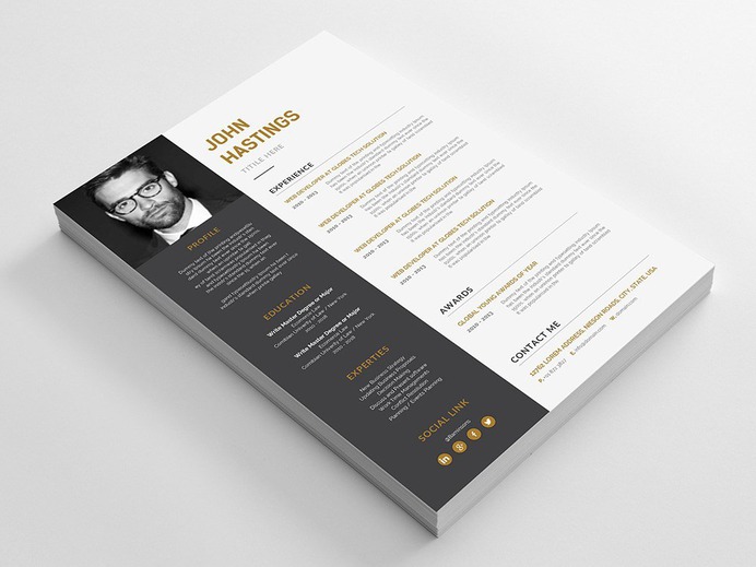 John Hastings Resume - Free Elegant Word Resume Template with Cover Letter Design
