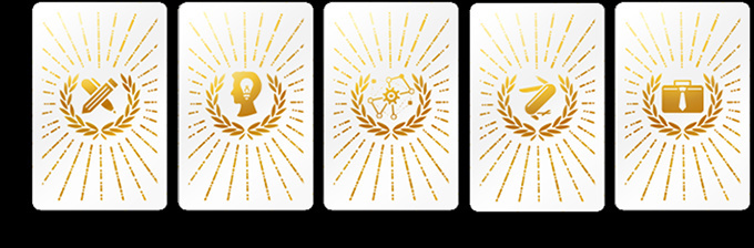 Character cards: Graphic Designer, Creative Director, Technology Wizard, Jack-of-all-trades, Businessman-turned-Creative