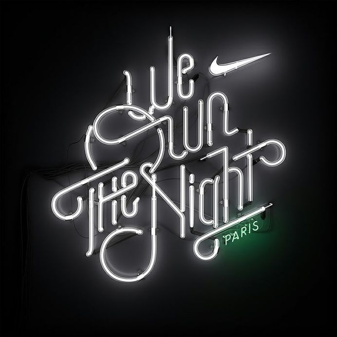 Neon signage for Nike's We Own The Night 10k Women's marathon. #typography #nike #womens #signage #marathon #neon