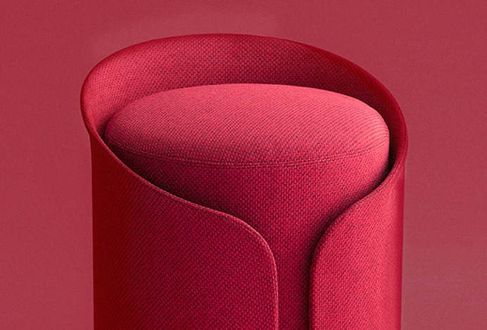 Cardigan furniture - Mindsparkle Mag Désormeaux/Carrette studio designed Cardigan furniture project. Borrowing codes from the world of fashion, Cardigan's designers dress a traditional geometric shape of a pouffe with a protective coat. #furniture #interior #design #color #photography #graphic #design #gallery #blog #project #mindsparkle #mag #beautiful #portfolio #designer