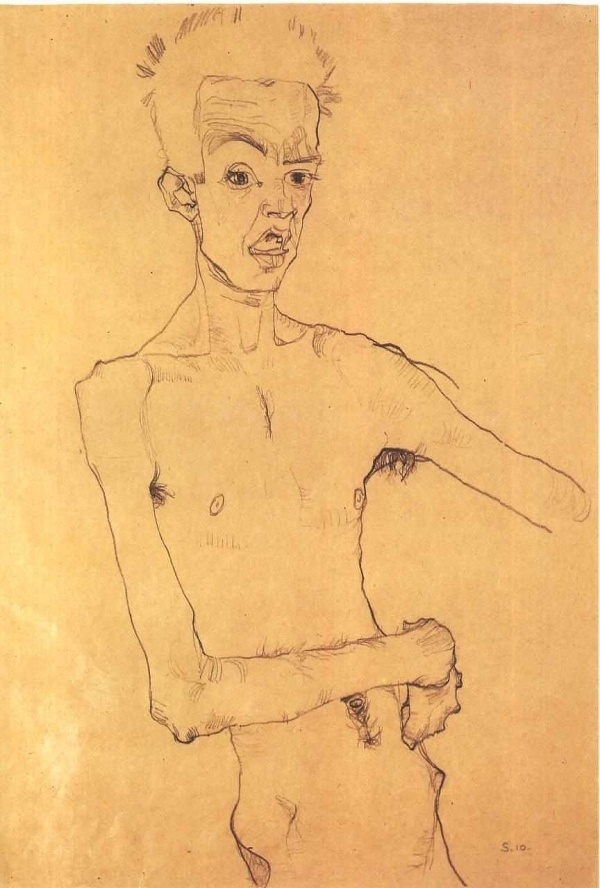 Schiele_-_Selbstbildnis-1910.jpg (imagen JPEG, 864 × 1280 píxeles) #egon #illustration #schiele