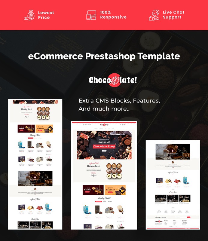 #Chocolate - #Sweets & #Cakery Shop - #Prestashop #Responsive #Theme | #TemplateTrip #eCommerce #Website #Design #Template