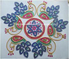 Swan and peacock kundan glass rangoli