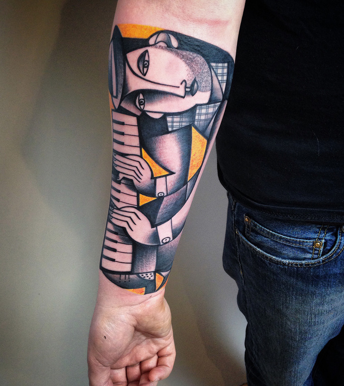 Tattoo uploaded by JenTheRipper • Cubist tattoo by Gumo #Gumo #cubism # cubist #linework #contemporary #finearts #picasso • Tattoodo
