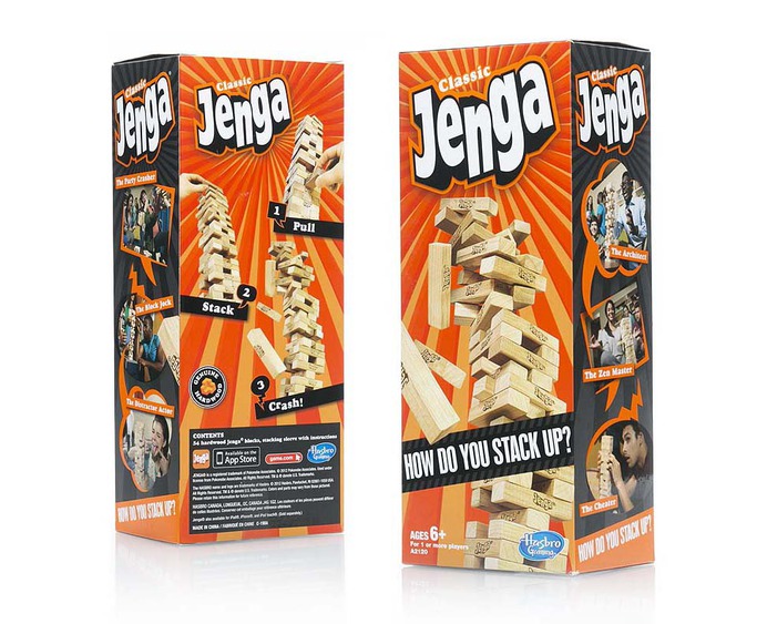 Hasbro's Jenga Packaging printing examples