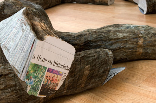 CJWHO ™ (tree trunks made of densely stacked newspapers by...) #tree #installation #crafts #design #newspaper #wood #art