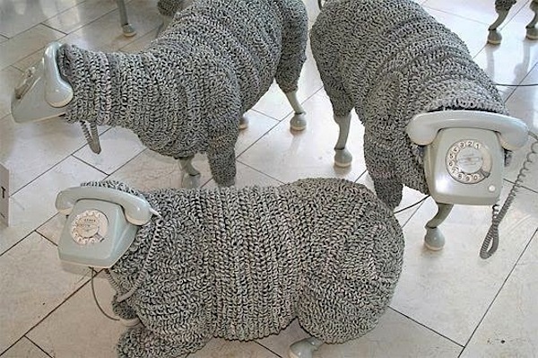 sheeps_vintage_telephones_04 #sheep #phone #art #installation
